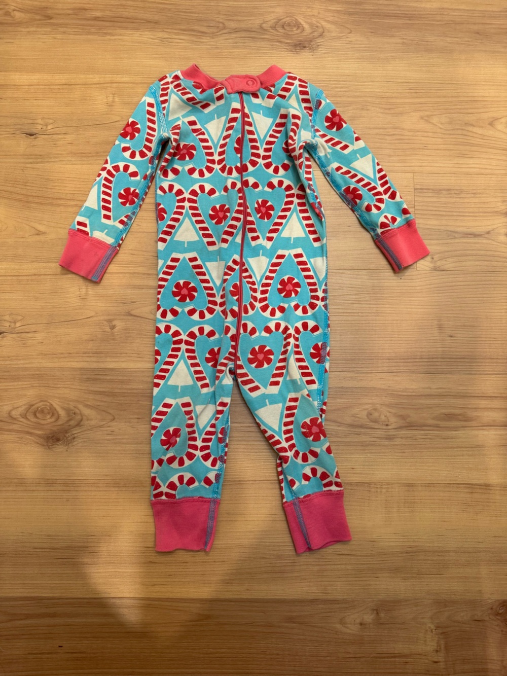 Hanna Andersson Organic Cotton Candy Cane Heart Zip Sleeper Pajamas 70 / 9-18M